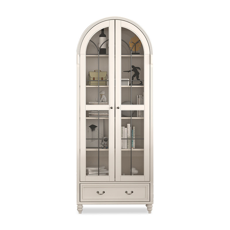 Bois blanc massif + vitrines en verre