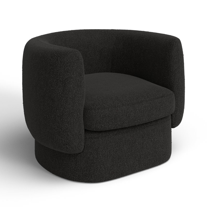 Atla Upholstered Barrel Chair, Maya Black Boucle