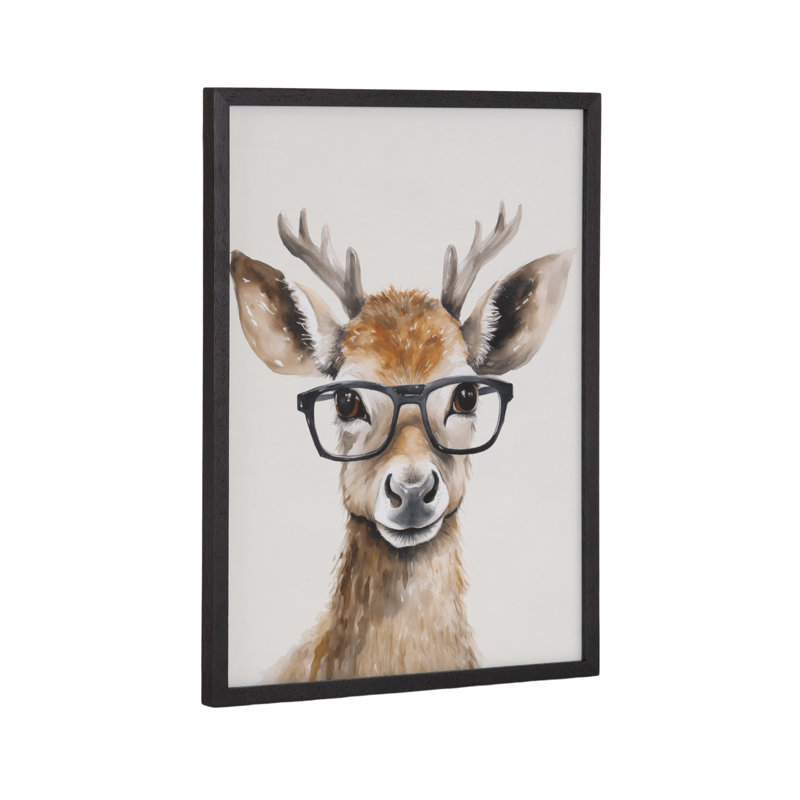 Adorable animal, art mural, Cadre noir, H 12,65 po x l 16,65 po
