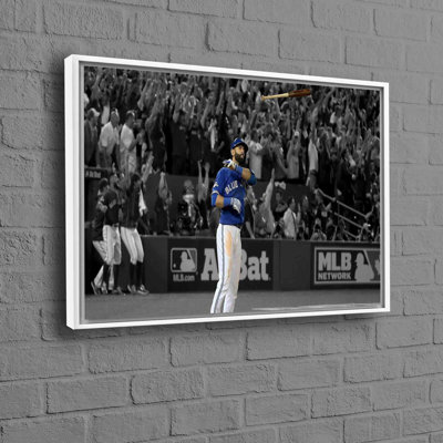 Art mural inspiré des Blue Jays de Toronto avec la célèbre étoile de baseball Jose Bautista sur toile de coton durable pour les amateurs de sport et les intérieurs modernes
