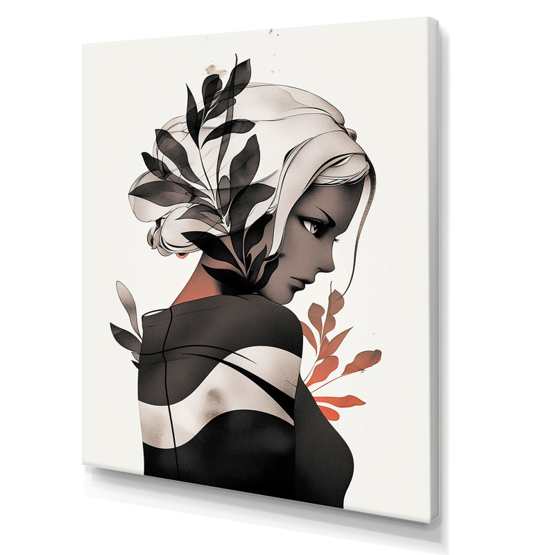 Dessin de femme tropicale, dessin I, Toile tendue, H 32 po x l 24 po x P 1 po