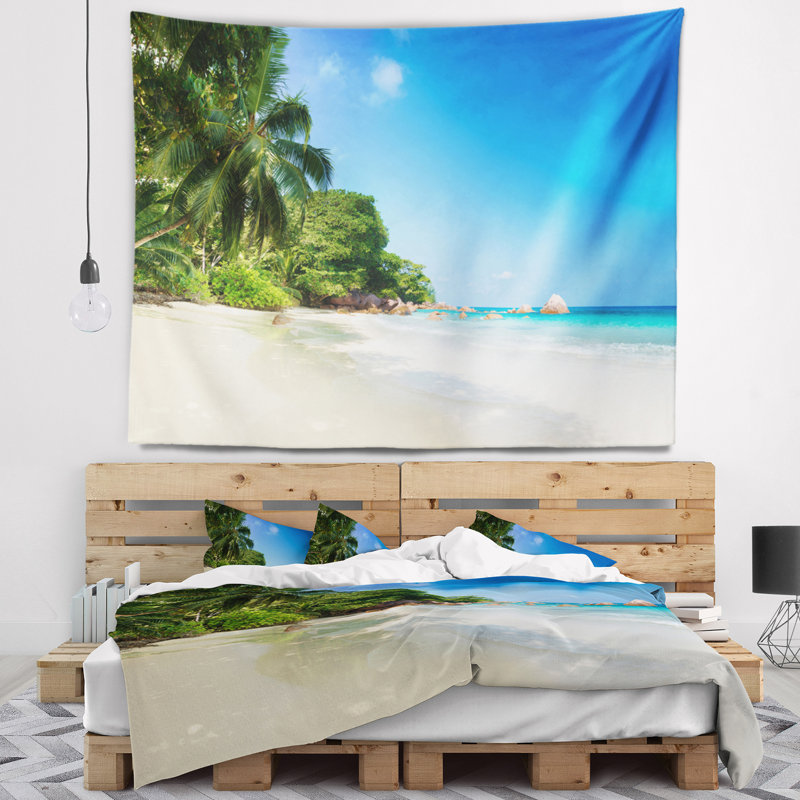 Seascape magnifique praslin island tapisserie seychelles, H 32 po x l 39 po