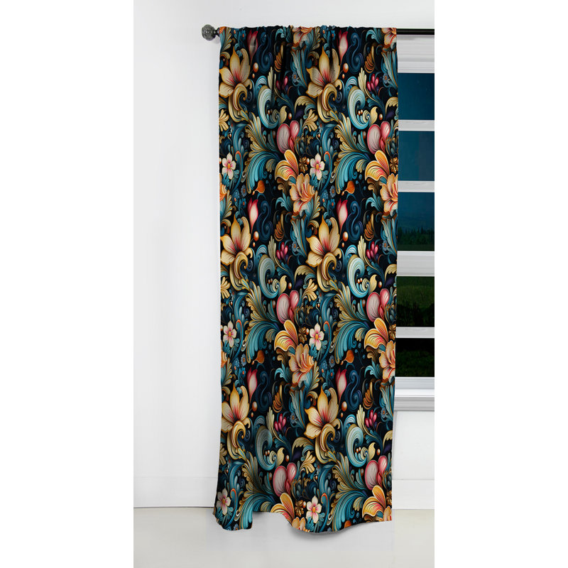 Motif cachemire rétro I - motif floral - rideau occultant - 1 panneau, L 52 po x L 90 po