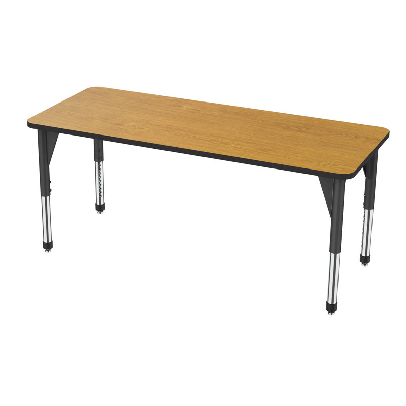 Table d'activité rectangulaire à hauteur réglable Premier Series, H 31 po x L 72 po x l 30 po, Noir, Chêne solaire