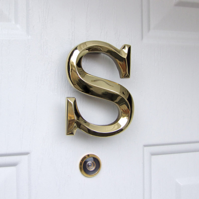Heurtoir de porte lettre monogramme, Laiton, S