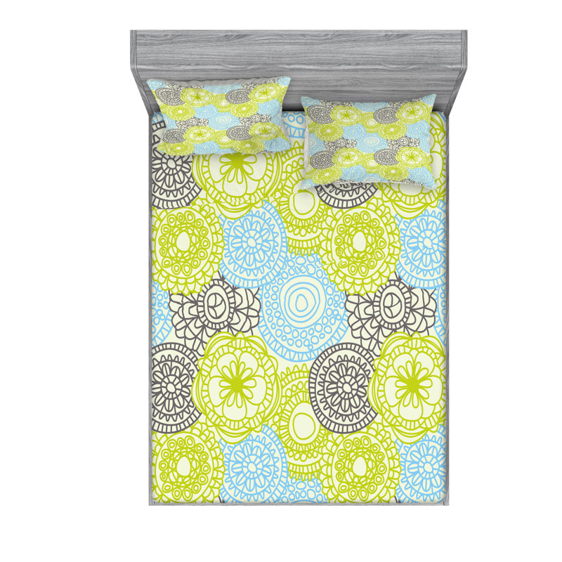 Microfiber Floral Sheet Set, Queen Sheet Set with Fitted Sheet