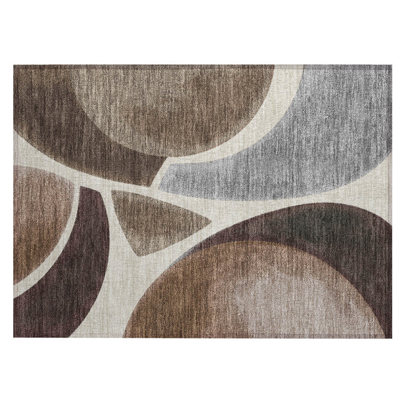 Machine Washable Indoor/Outdoor Chantille ACN2537 Abstract Rug, Rectangle 1'8" x 2'6", Beige