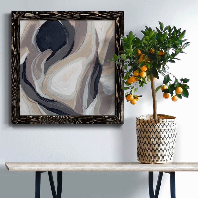 Stone Ripple II - Toile encadrée de qualité supérieure - prête à être accrochée, H 35,5 po x l 35,5 po x P 1,5 po, Noir