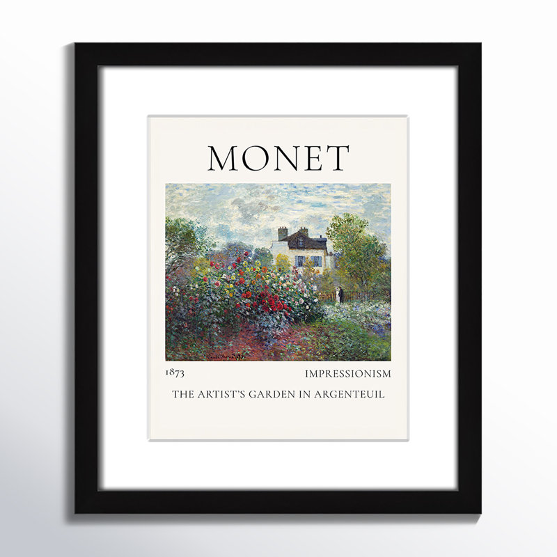 Artists Garden in Argenteuil Print by Claude Monet, Natural Single Picture Frame, 15" H x 13" W x 1.25" D, Yes