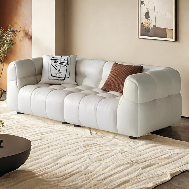 Canapé crème crème à motif de guimauve, 3, H 27,55 po x l 88,18 po x P 40,15 po