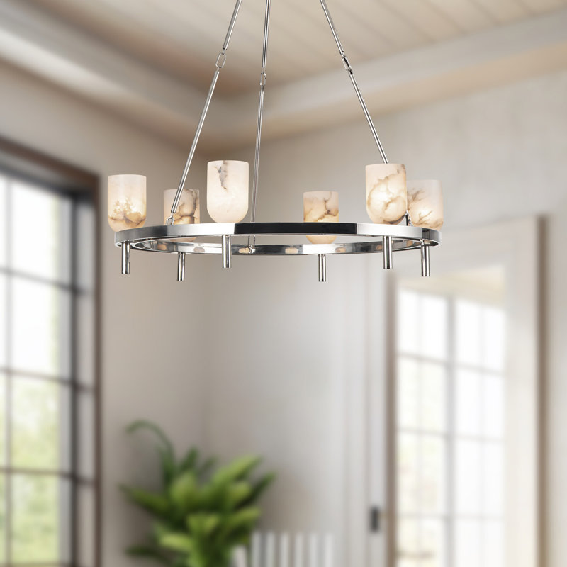 Lucian 6 - Light Chandelier, Polished Nickel