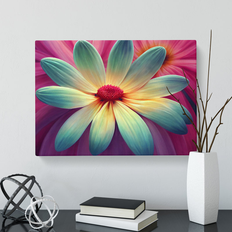 Lively Daisy Flower - Wrapped Canvas, 35cm H x 50cm W x 3cm D
