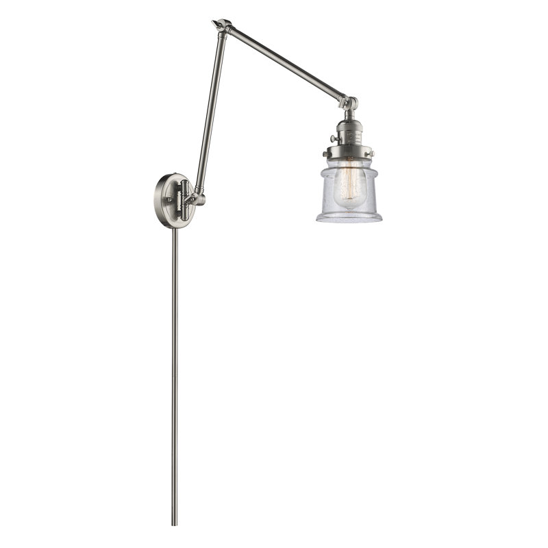 Bras articulé à 1 lumière à intensité variable Capone, Grainé, Nickel satiné brossé, Ampoule DEL 6 watts Vinage