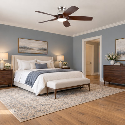 56-Inch Ceiling Fan with 3-Color LED Light, 5 ABS Blades, 6-Speed DC Motor and Remote Control