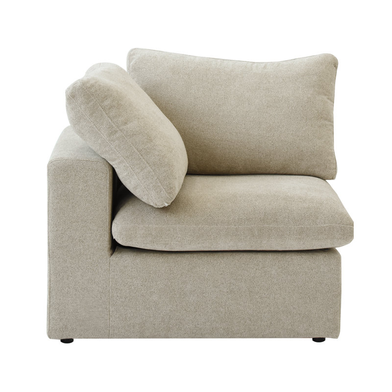 Fauteuil d'angle à housse en lin mélangé, Kaki