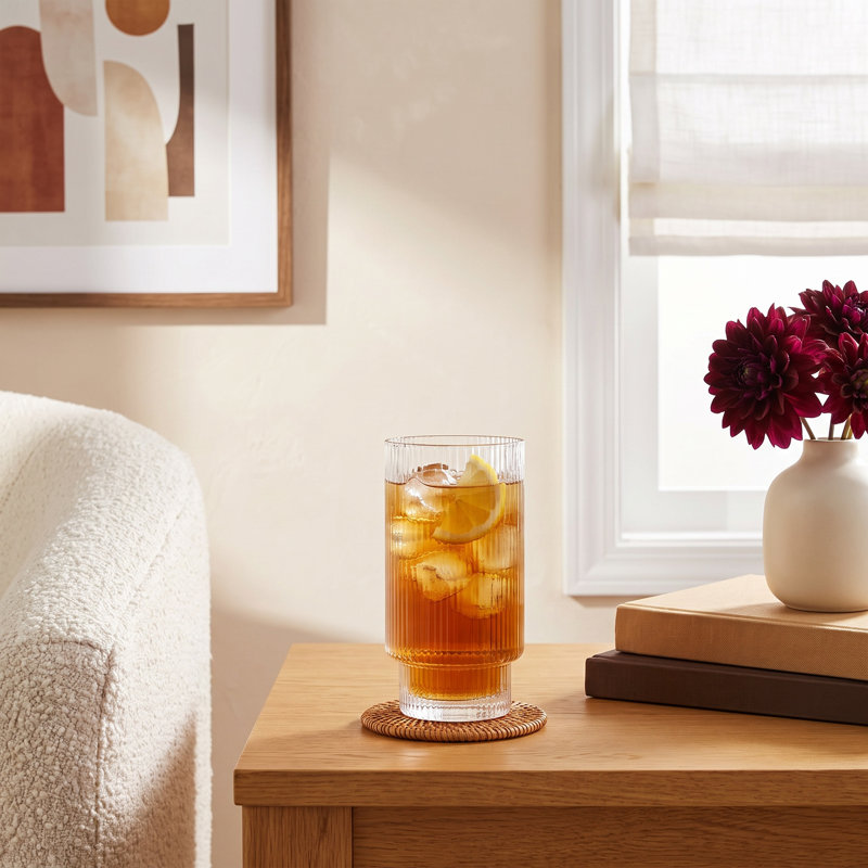 Hadley 14oz. Crystal Highball Glass Set, Clear