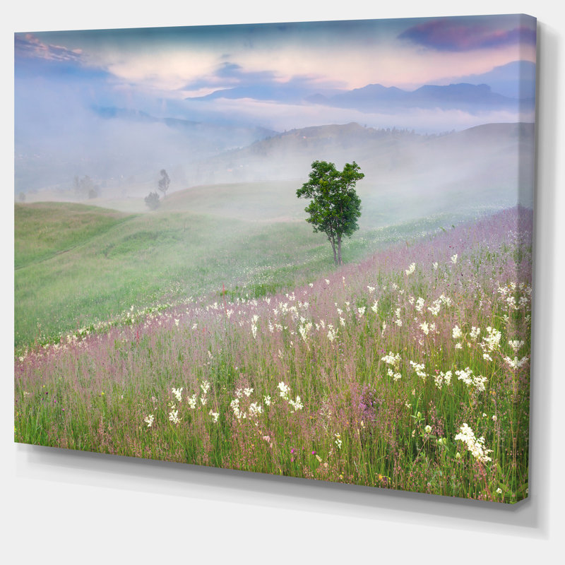 Foggy Summer Morning Green Landscape Canvas Print, 12" x 20"