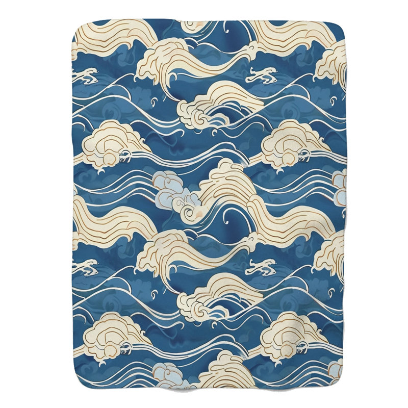 Iconic Wave Patterns - Couverture sherpa de qualité supérieure 1 pièce, Grand lit