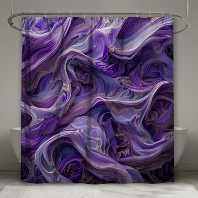 Flowing Purple Fabric Shower Curtains Extra Long