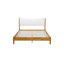 Queen Size, Solid Rubber Wooden Bed With Boucle Upholstered Headboard, Enhanced By Support Feet,Beech