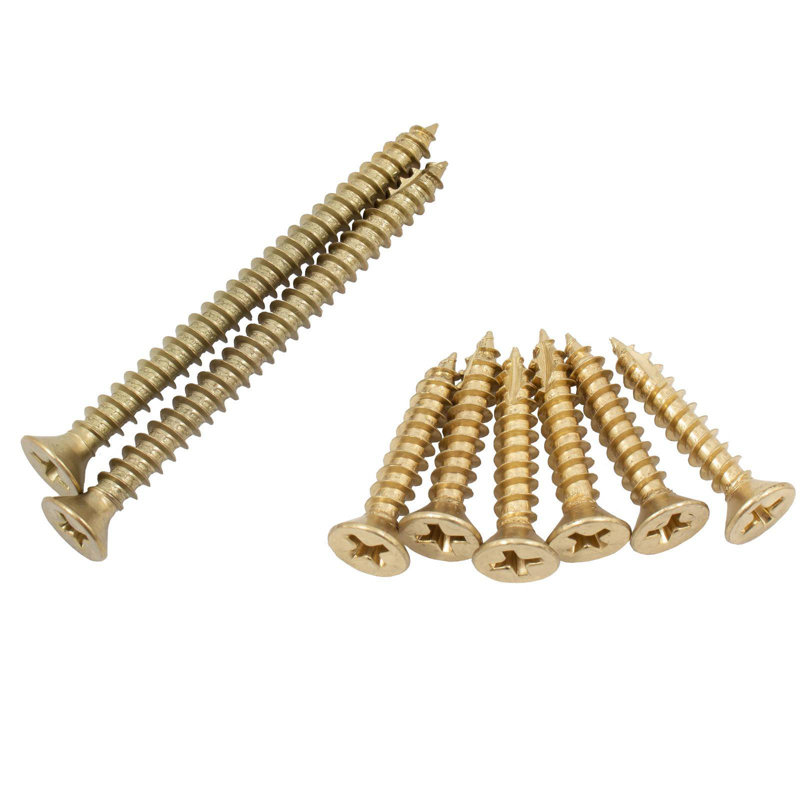 Large Door Screw Pack, #9 X 2-1/4" (2-Pack) And #9 X 1" (6-Pack), Polished Brass By Stone Harbour Hardware