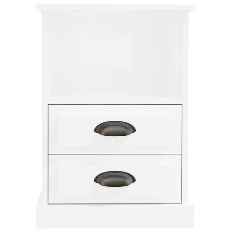 Colena 43 cm W Bedside Table, High Gloss White