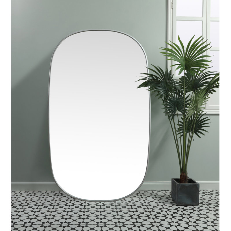 Bertin Metal Oval Wall Mirror, Silver, 60"  x 36" 
