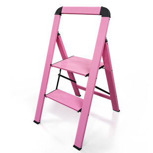 Casafield 9 inch Folding Step Stool with Handle, Pink