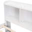 Lit double blanc avec tête de lit bibliothèque et rangement, tête de lit sous les tiroirs-941094238