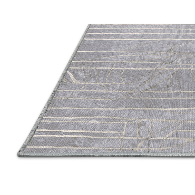 Machine Washable Blue Area Rug, Rectangle 3' x 5'