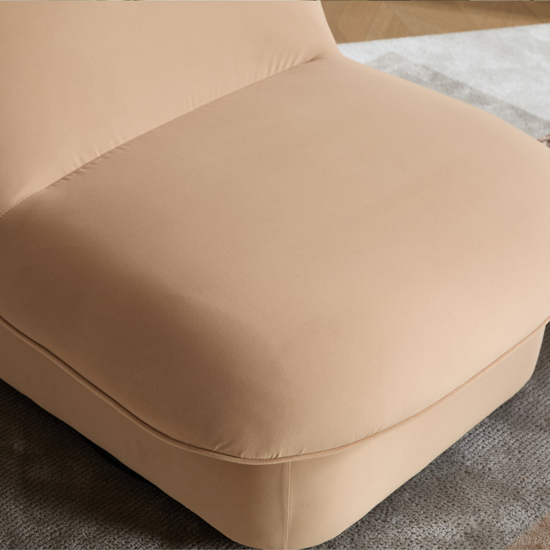 Chaise d'appoint rembourrée en velours Lava avec base en métal à 360 degrés, Khaki