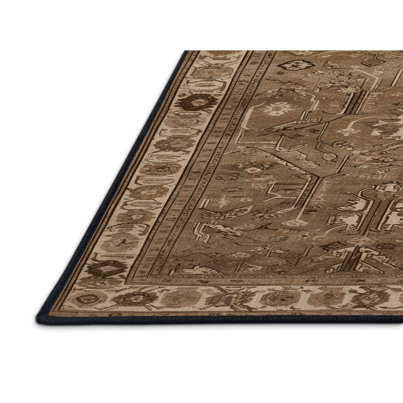 Machine Washable Turkish Brown Area Rug, Square 7'