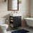 Wall-Mounted Bathroom Vanity with Diamond-Patterned Doors-1936510954