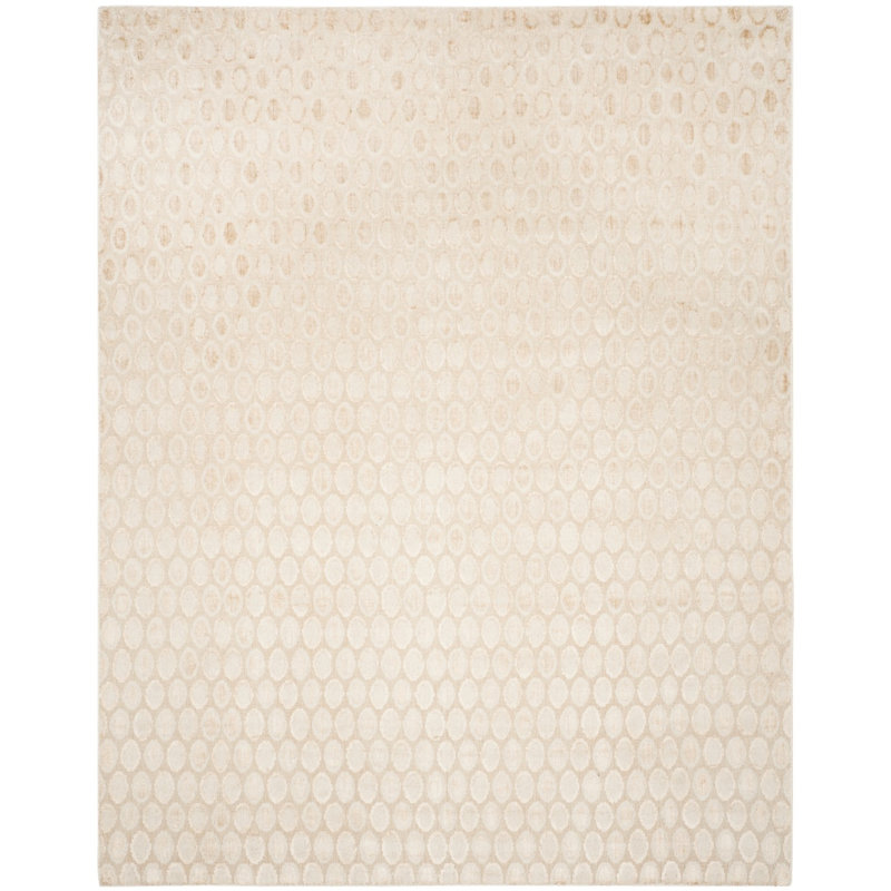 Tapis géométrique beige en laine / viscose / coton tissé à la main Endor, Rectangle 8 pi x 10 pi