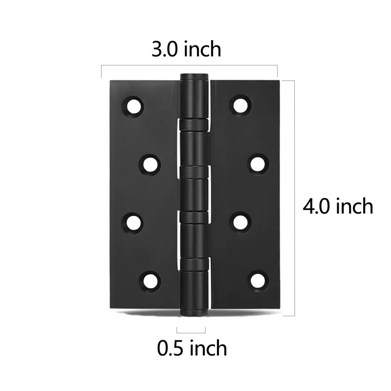 Charnières à paire de roulements en laiton massif H 4 po x l 3 po, Noir mat