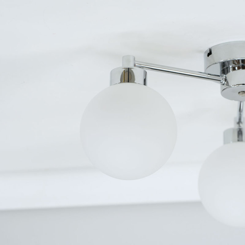 Cementon Glass Semi Flush Mount, Brushed Silver, Yes