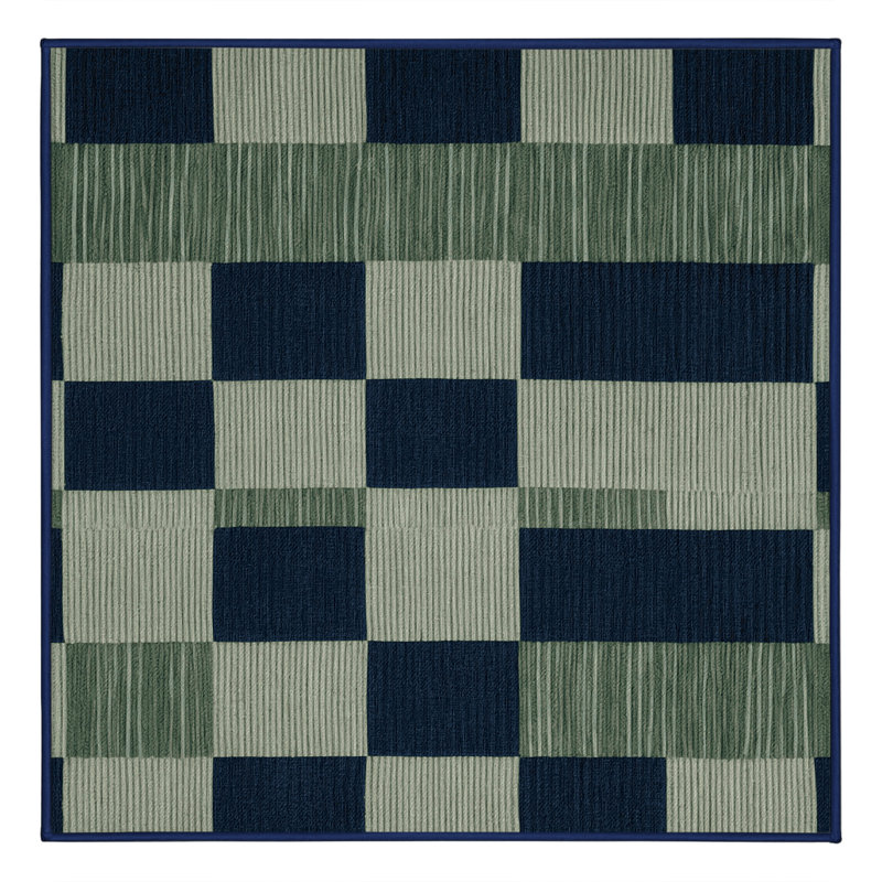 Tapis bleu à carreaux lavable à la machine, Carré 5 pi
