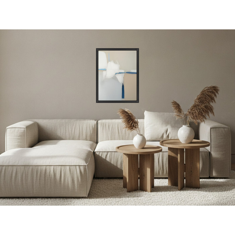 «Subtle Abstract in Beige and Blue», art mural sur toile encadré, Brown, 28" H x 22" W