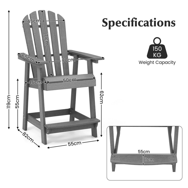 Juno Outdoor Adirondack Chair, Grey