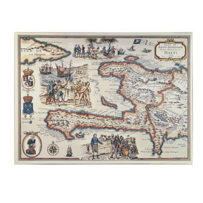 Art mural sur toile tendue - Inconnu «Carte de l'île d'Haïti, 1789», art mural pour salon, chambre à coucher ou bureau - 18 x 24