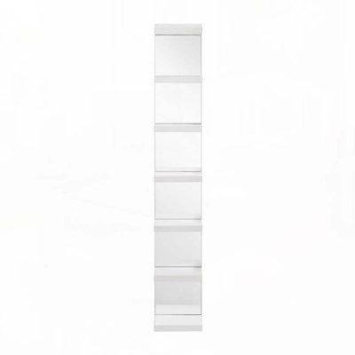 1pc Glam White Open Shelving Rack with Mirrored Back Living Room Wooden Furniture