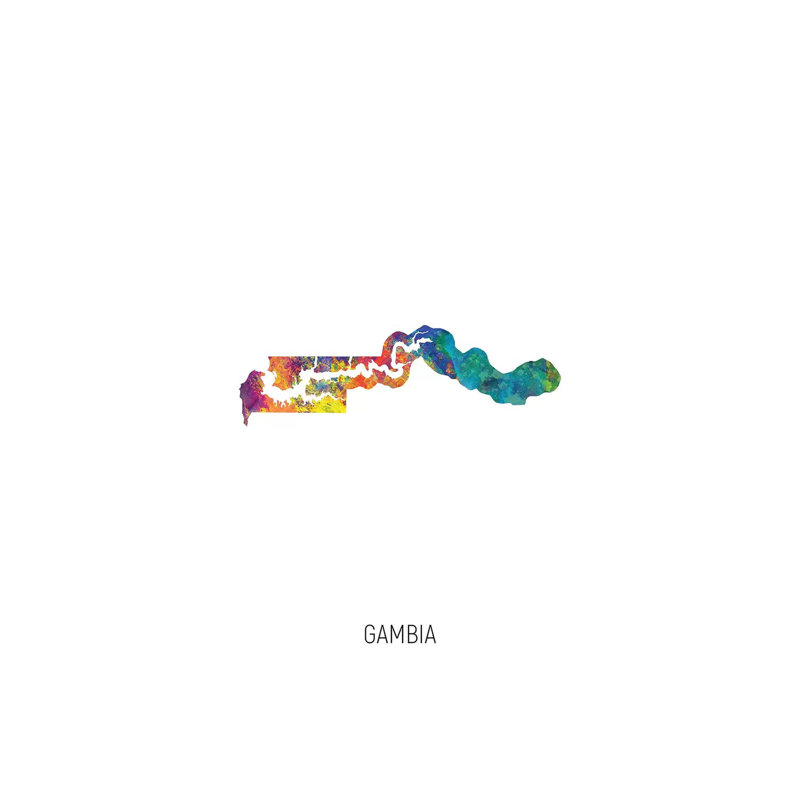 «Gambia Map» par Michael Tompsett, impression sur toile tendue, H 18 po x l 12 po x P 1,5 po