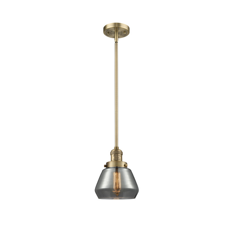 Luminaire suspendu en forme de cloche à 1 lumière Rivka, Plaqué couleur fumée, Laiton brossé, Ampoule DEL 6 watts Vinage