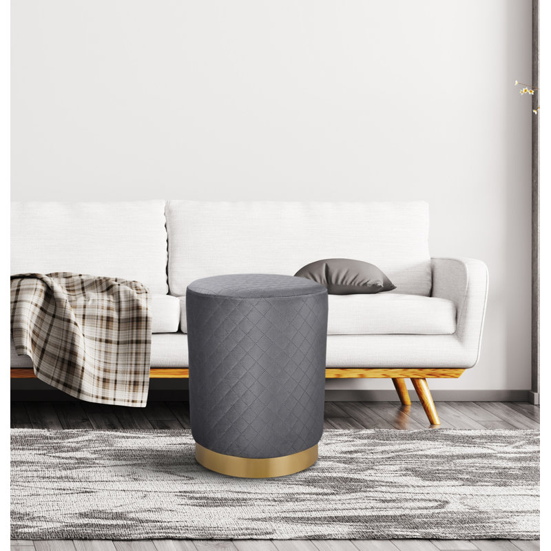 Velvet Pouf, Gray Velvet