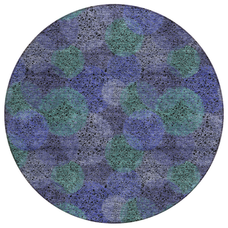 Tapis rond lavable à pois 8 po