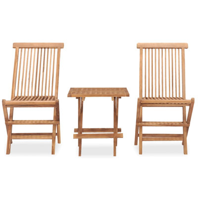 Millwood Pines 3 Piece Folding Patio Dining Set Solid Teak Wood