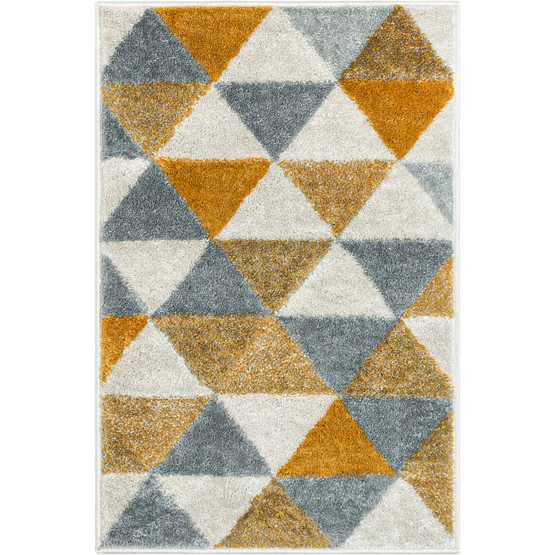 Rubino Modern Geometric White/Yellow Area Rug, Rectangle 2" x 3" 