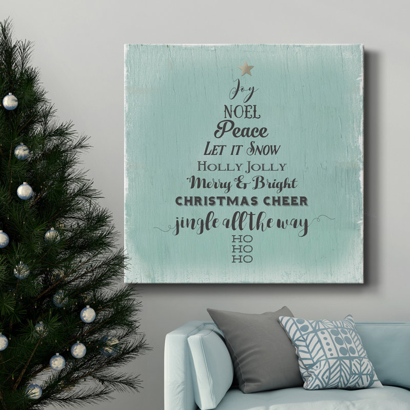 Christmas Cheer - Toile tendue avec châssis de qualité supérieure - prête à être accrochée, H 40 po x l 40 po x P 1 po