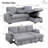 Latitude Run® 91.5 " Modern Shariff Reversible Chenille Upholstered Sleeper Sectional Sofa with Storage Chaise-1938120676
