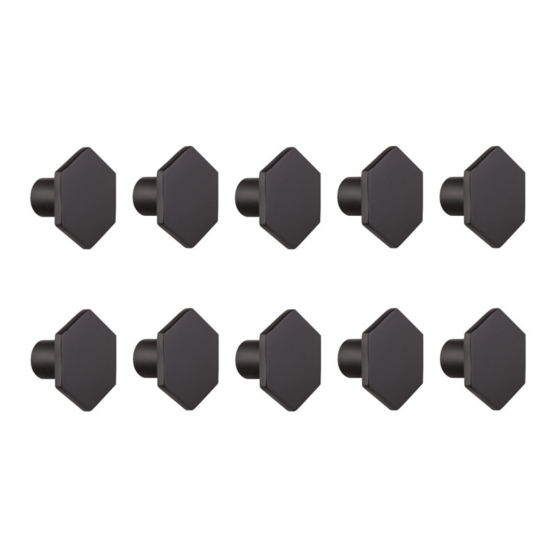 Poignée d'armoire hexagonale solide, paquet de 10, Noir mat